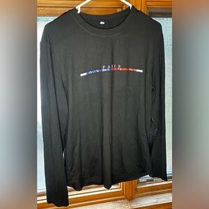 SHEIN Black Long Sleeve Shirt with Paris Graphic